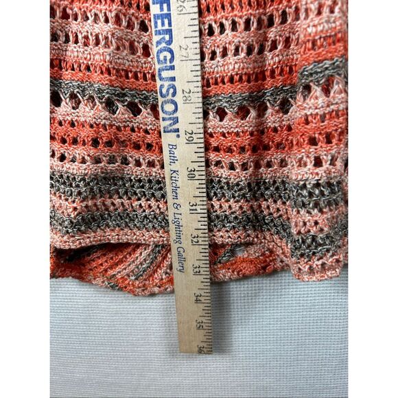 Style & Co Coral Striped Open Knit Cardigan Women’s 0X Cotton Blend Boho Sweater - Picture 5 of 11